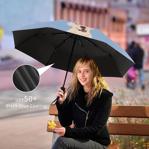 Auto-Open Compact Umbrella | Lightweight Hand-Drawn Pet Design | Easy to Collapse with Premium Spring | UPF50+ Sun Protection | 12.4oz Portable Daily and Travel Umbrella in Saudi Arabia