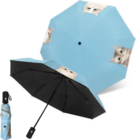 Auto-Open Compact Umbrella | Lightweight Hand-Drawn Pet Design | Easy to Collapse with Premium Spring | UPF50+ Sun Protection | 12.4oz Portable Daily and Travel Umbrella in Saudi Arabia