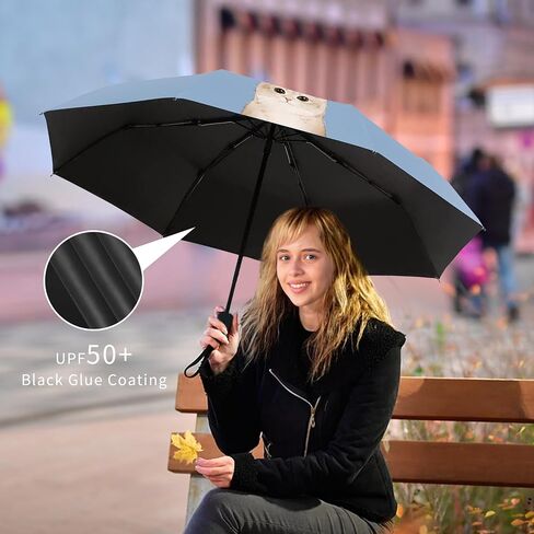 Auto-Open Compact Umbrella | Lightweight Hand-Drawn Pet Design | Easy to Collapse with Premium Spring | UPF50+ Sun Protection | 12.4oz Portable Daily and Travel Umbrella in Saudi Arabia