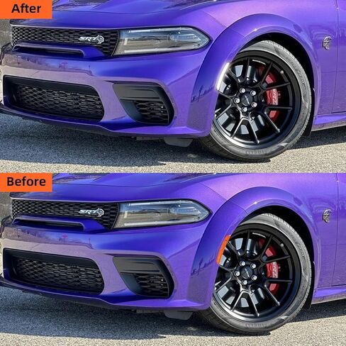 أضواء جانبية للشاحن 2015-2023. مجموعة مصابيح LED الأمامية والخلفية بعدسات مدخنة، وظيفة مصباح وقوف السيارات الأبيض، متوافقة مع شاحن SXT، لـ Scatpack، لـ SRT Hellcat in Kuwait