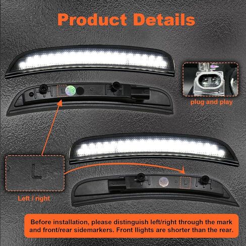أضواء جانبية للشاحن 2015-2023. مجموعة مصابيح LED الأمامية والخلفية بعدسات مدخنة، وظيفة مصباح وقوف السيارات الأبيض، متوافقة مع شاحن SXT، لـ Scatpack، لـ SRT Hellcat in Kuwait