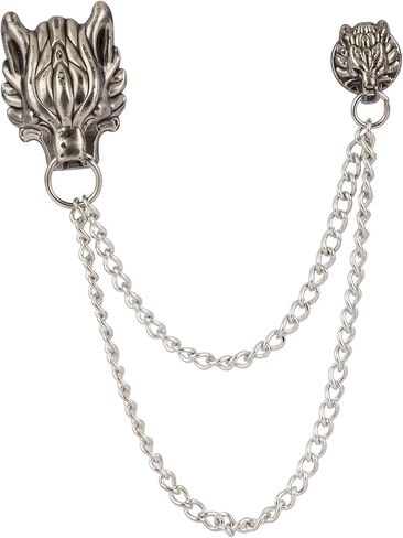 Knighthood Men's Silver Dragon Face Brooch Lapel Pin Silver in Saudi Arabia