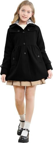 Betusline Girls' Dress Coat, Kids Hoodie Wool Blend Coats Fall Winter Outerwear Peacoat,2-14 Years in Saudi Arabia