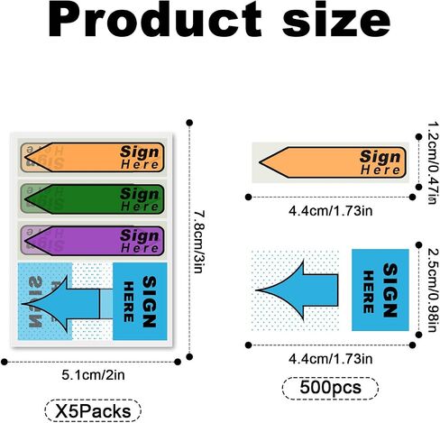 500pcs Stickers(5 Pack) Sign Here Labels, Initial Here Flags Stickers Sign Here Sign and Date Here Tabs Signature Message Tags with Dispenser Arrow Labels for School Office (Blue 1) in Saudi Arabia