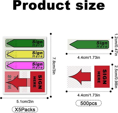 500pcs Stickers(5 Pack) Sign Here Labels, Initial Here Flags Stickers Sign Here Sign and Date Here Tabs Signature Message Tags with Dispenser Arrow Labels for School Office (Blue 1) in Saudi Arabia