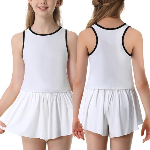Sykooria Girls Athletic Tank Tops Basic Sleeveless Round Neck Shirts Cute Dance Crop Tops 6-16Y for Sports Yoga Workout Tops in Saudi Arabia