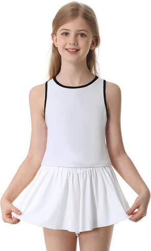 Sykooria Girls Athletic Tank Tops Basic Sleeveless Round Neck Shirts Cute Dance Crop Tops 6-16Y for Sports Yoga Workout Tops in Saudi Arabia