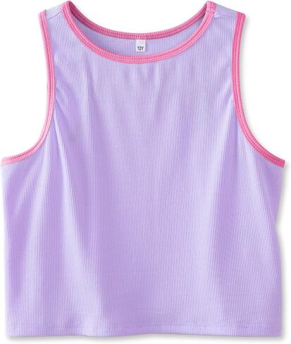 Sykooria Girls Athletic Tank Tops Basic Sleeveless Round Neck Shirts Cute Dance Crop Tops 6-16Y for Sports Yoga Workout Tops in Saudi Arabia