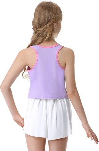 Sykooria Girls Athletic Tank Tops Basic Sleeveless Round Neck Shirts Cute Dance Crop Tops 6-16Y for Sports Yoga Workout Tops in Saudi Arabia