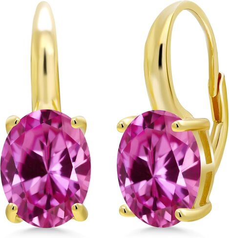 Gem Stone King Yellow Citrine 18K Yellow Gold Plated Silver Earrings For Women (6.40 Cttw, Gemstone Birthstone, Oval 11X9MM) in Kuwait