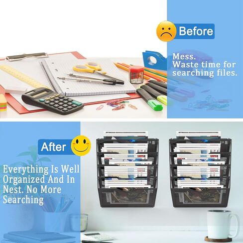 3 Tier Magnetic File Holder for File Cabinets, Refrigerator, Whiteboard, Office, No Drilling Installation Large Capacity Black Magnetic File Holder in Saudi Arabia