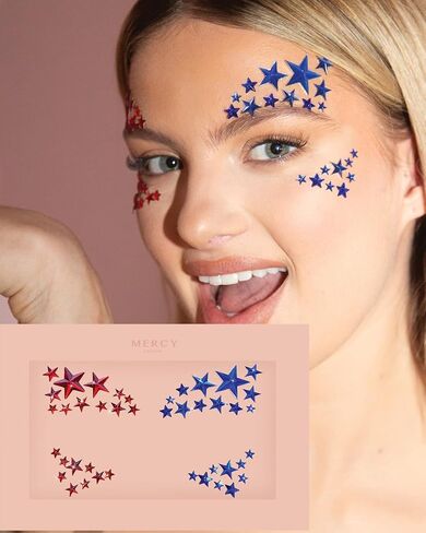 الولايات المتحدة الأمريكية المشجع الأحمر العيون الزرقاء جواهر؟ الكل في واحد من إكسسوارات زي العلم الأحمر والأزرق in Kuwait