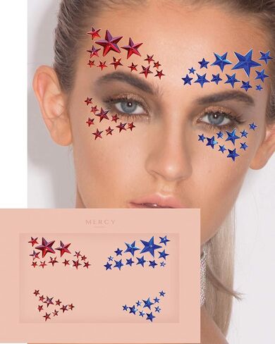 الولايات المتحدة الأمريكية المشجع الأحمر العيون الزرقاء جواهر؟ الكل في واحد من إكسسوارات زي العلم الأحمر والأزرق in Kuwait