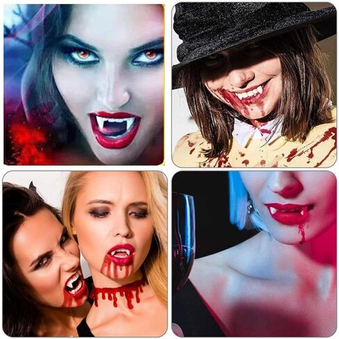 Fangs for Cosplay,Vampire Teeth,Fangs,Vampire False Teeth,Hallowen Fangs,Vampire Fangs,Vampire Teeth with Adhesive,Hallowen Fangs False Teeth Props,4 Size(13mm, 15mm, 17mm, 19mm) in Saudi Arabia