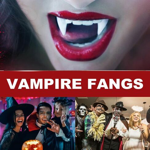 Fangs for Cosplay,Vampire Teeth,Fangs,Vampire False Teeth,Hallowen Fangs,Vampire Fangs,Vampire Teeth with Adhesive,Hallowen Fangs False Teeth Props,4 Size(13mm, 15mm, 17mm, 19mm) in Saudi Arabia