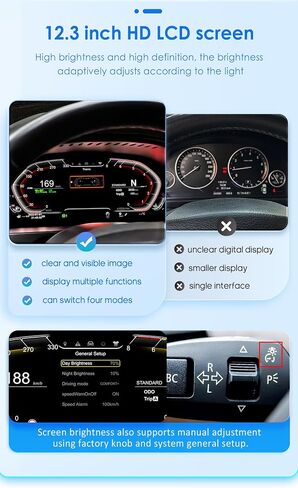 12.3 inch Digital Dash Instrument Cluster for BMW 5/6/7/X3/X4/X5/X6 Series, F01 F02 F03 F04 F06 F07 F10 F11 F15 F16 F18 F25 F26 Digital Cluster Instrument Speedometer Replacement (5 Series) in Saudi Arabia