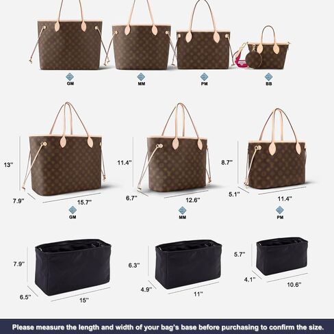 ملحق منظم محفظة من النايلون المقاوم للماء لـ LV Neverfull مع حقيبة بسحاب وحامل أكواب (أسود، MM، الجيل 2) in Kuwait