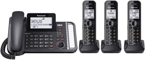 باناسونيك KX-TG9582B + 1 KX-TGA950B ​​2-Line DECT 6.0 نظام 3 اتجاهات لعقد المؤتمرات مع معرف المتصل وتقليل الضوضاء، هاتف سلكي/لاسلكي in Saudi Arabia