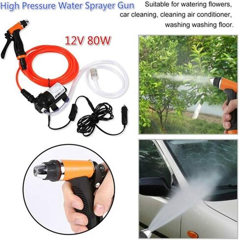 Electrical Washer Kit, 12V Car Wash Pump Easy to use Portable High Pressure Self-Priming Quick Car Rinse Set for Auto RV Marine Home Garden and in Saudi Arabia