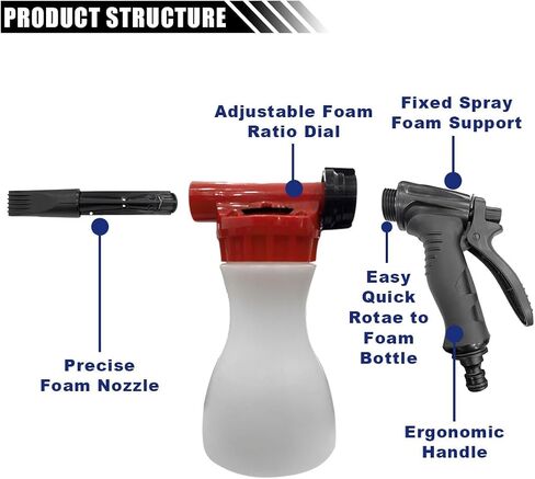 Car Wash Foam Gun, Adjustable Car Washer Sprayer with Wash Mitt, Car Snow Soap Gun, Foam Cannon Garden Hose, Car Foam Blaster, Car Washing Kit Accessories for Home Garden Use in Saudi Arabia