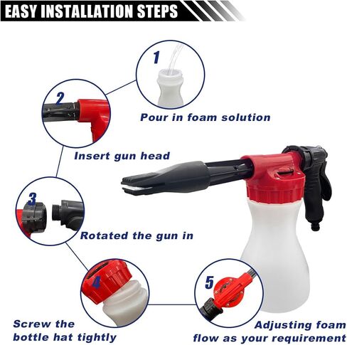 Car Wash Foam Gun, Adjustable Car Washer Sprayer with Wash Mitt, Car Snow Soap Gun, Foam Cannon Garden Hose, Car Foam Blaster, Car Washing Kit Accessories for Home Garden Use in Saudi Arabia