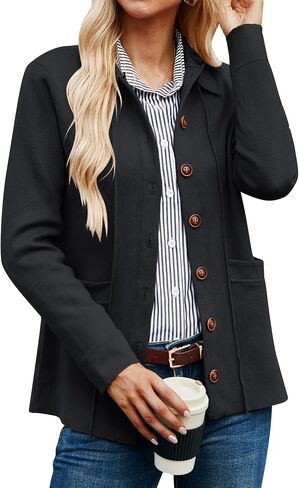 GRACE KARIN Women Casual Cardigan Knit Button Down Shirts Long Sleeve Shacket Jacket with Pockets in Saudi Arabia