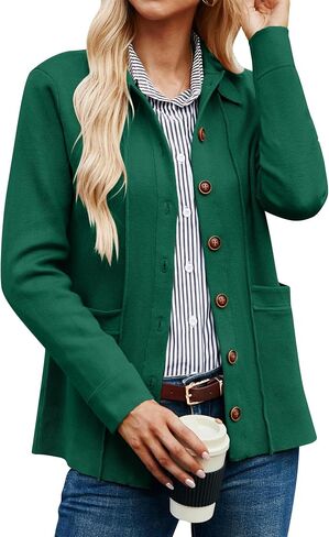 GRACE KARIN Women Casual Cardigan Knit Button Down Shirts Long Sleeve Shacket Jacket with Pockets in Saudi Arabia