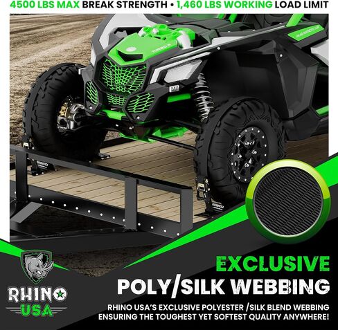 أشرطة ربط السقاطة من Rhino USA E (قوة كسر 4,500 رطل) - تتضمن (4) أربطة ربط eTrack ممتازة مقاس 2 × 16 بوصة - نظام حزام شحن eTrack شديد التحمل للمقطورة والشاحنة وSxS وATV (أسود) in Saudi Arabia