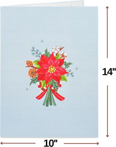 Paper Love HugePop Christmas Joyous Bouquet 3D بطاقة عيد الميلاد المنبثقة، مع باقة ورقية قابلة للفصل، هدية لعيد الميلاد أو العطلات، جميع المناسبات - بطاقة ضخمة مقاس 10 بوصة × 14 بوصة in Kuwait