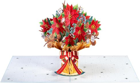 Paper Love HugePop Christmas Joyous Bouquet 3D بطاقة عيد الميلاد المنبثقة، مع باقة ورقية قابلة للفصل، هدية لعيد الميلاد أو العطلات، جميع المناسبات - بطاقة ضخمة مقاس 10 بوصة × 14 بوصة in Kuwait