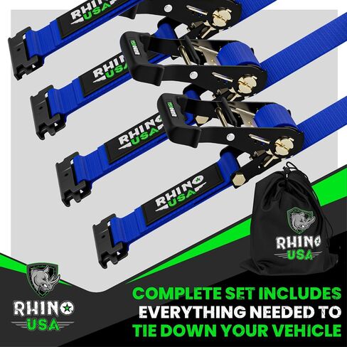 أشرطة ربط السقاطة من Rhino USA E (قوة كسر 4,500 رطل) - تتضمن (4) أربطة ربط eTrack ممتازة مقاس 2 × 16 بوصة - نظام حزام شحن eTrack شديد التحمل للمقطورة والشاحنة وSxS وATV (أسود) in Saudi Arabia