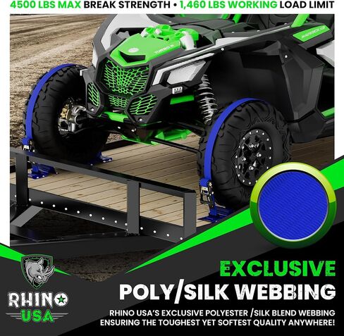 أشرطة ربط السقاطة من Rhino USA E (قوة كسر 4,500 رطل) - تتضمن (4) أربطة ربط eTrack ممتازة مقاس 2 × 16 بوصة - نظام حزام شحن eTrack شديد التحمل للمقطورة والشاحنة وSxS وATV (أسود) in Saudi Arabia