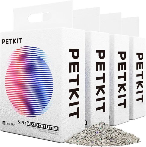 فضلات القطط المختلطة 5 في 1 من PETKIT Everclean، فضلات القطط القوية المتكتلة، والتحكم في الرائحة وفضلات القطط البنتونيت التوفو القابلة للغسل بالماء فائقة الامتصاص وغير المعطرة، خالية من الغبار، 32 رطلاً (8 رطل/عبوة) in Kuwait