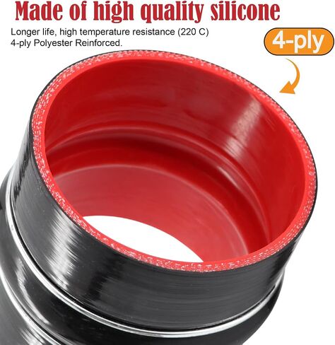 ID 3 Inch Straight Coupler Silicone Hose 4 Ply 12 Inch Length as Turbocharger Tube Air Intake Pipe with 4 Stainless Steel T Clamps in Saudi Arabia