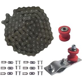 415H Chain 110L Link Chain Tensioner Adjuster kit for 49cc 60cc 66cc 80cc Engine Motorized Bicycle Dirt Bike bicycles Red