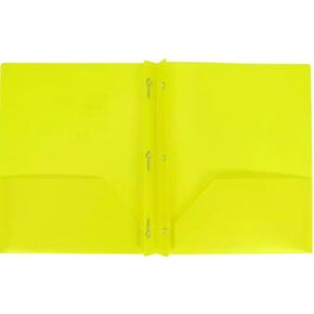 Letter Size Plastic Folder with Pockets and 3 Metel Prongs (Purple)