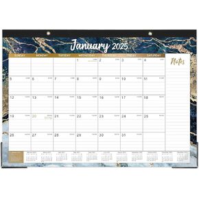 2025 Desk Calendar – Jan 2025 – Dec 2025, 12 Months Large Monthly Desk Calendar 2025, 17" x 12", Desk Pad, Ruled Blocks, To-do List & Notes, Tear Off, Best Desk/Wall Calendar, Gorgeous Marble Designs