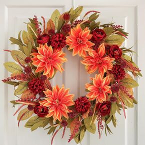 Fall Harvest Grain Wreath for Front Door Outside, 22-24 Inch Indoor Outdoor Wreath for Thanksgiving, Farmhouse Autumn Wreath for Home Porch Wall Window