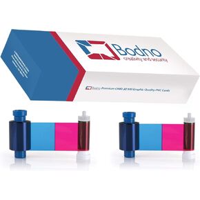 Bodno Magicard MA300YMCKO x 2 Color Ribbon - YMCKO - 600 Prints Premium CR80 30 Mil Graphic Quality PVC Cards - Qty 300