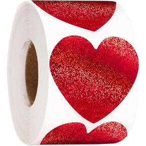 500Pcs Heart Stickers, 1 inch Glitter Foil Heart Labels for Reward, Small Heart Self Adhesive Stickers, 8 Colors Shiny Heart Stickers for Envelope Teachers Classrooms Reward Birthday Supplies