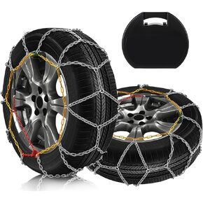 SCITOO KN140 Snow Chains Quick Easy Installation,Tire Traction Chain For Car Pickup Trucks SUV,Adjustable Universal Emergency Thickening Tire Width 235 245 255 265 275(15"16"17"18"19"20")-Set of 2
