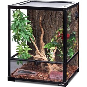 REPTI ZOO Amphibian Habitat Tank 10 Gallon, Full Vision Glass Reptile Terrarium 12" x 12" x 18", Vertical Reptile Tank with Deep Base & Top Screen Ventilation
