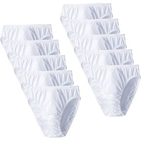 Fruit of the Loom Women's 10 Pack White Cotton Hi-Cut Brief