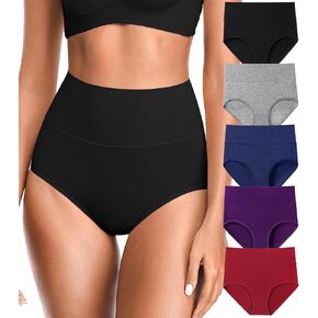 OLIKEME Womens High Waisted Underwear Tummy Control Cotton Full Coverage Ladies Panties Soft Stretch Briefs