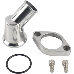 90° Swivel Water Neck Aluminum Polished Thermostat Housing Compatible with SBC BBC Chevy 265 283 305 307 327 350 383 400 396 402 427 454 472 502 348 409