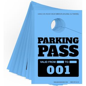 MESS Parking Permit Hang Tag (001-500 Numbered) Parking Pass Hangtags - Car Parking Tags for Parking Lot - Hanging Parking Permit - Temporary Car Tags for Rear View Mirror, Windshield 3x5" (Yellow)
