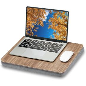 Portable Lap Laptop Desk with Pillow Cushion, Fits up to 15.6 inch Laptop, Lap Stand for Bed & Couch & Carpet, Book Tablet/Drawing Board/Computer Laptop Stand - Dark Brown Wood