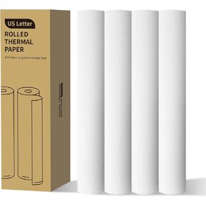 thermal printer paper 8.5 x 11 US Letter Quick-Dry thermal paper rolls Compatible MT800/M08F thermal paper for portable printer (4 Rolls, 8.5 x 1.18")