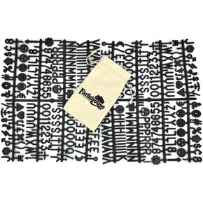 Black Letter Set for Changeable Felt Letter Boards, 340 1 Inch Characters (Includes Letters, Symbols / Emojis, Numbers, Punctuation) & Burlap Storage Bag (Black)