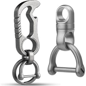 TISUR Titanium Carabiner Keychain Clip+Swivel Key Ring Clips for Keychains